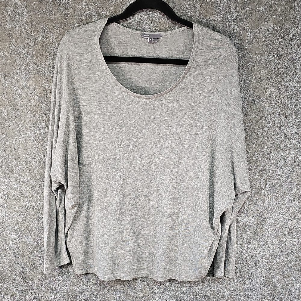 Vince, Dolman Sleeve Knit Top, Gray, Size Medium